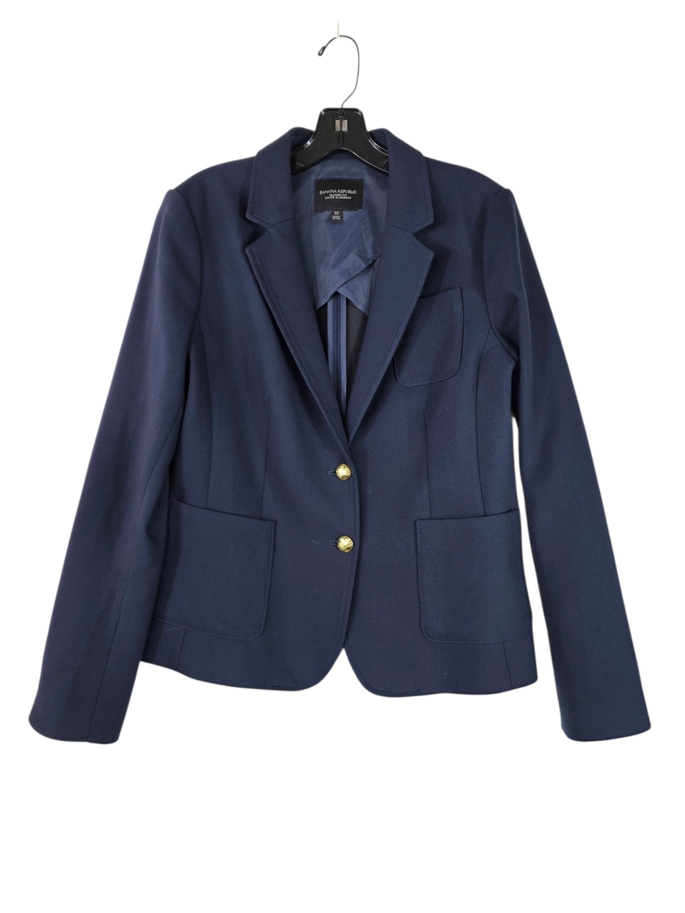 Banana Republic Dark Navy Notch Lapel Blazer with Gold Buttons